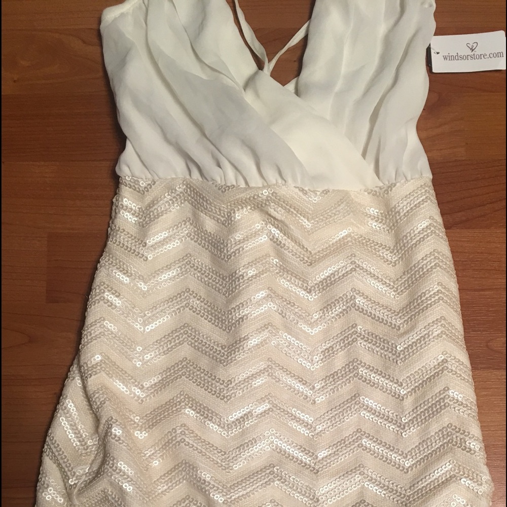 Cream and Gold Evening Gown